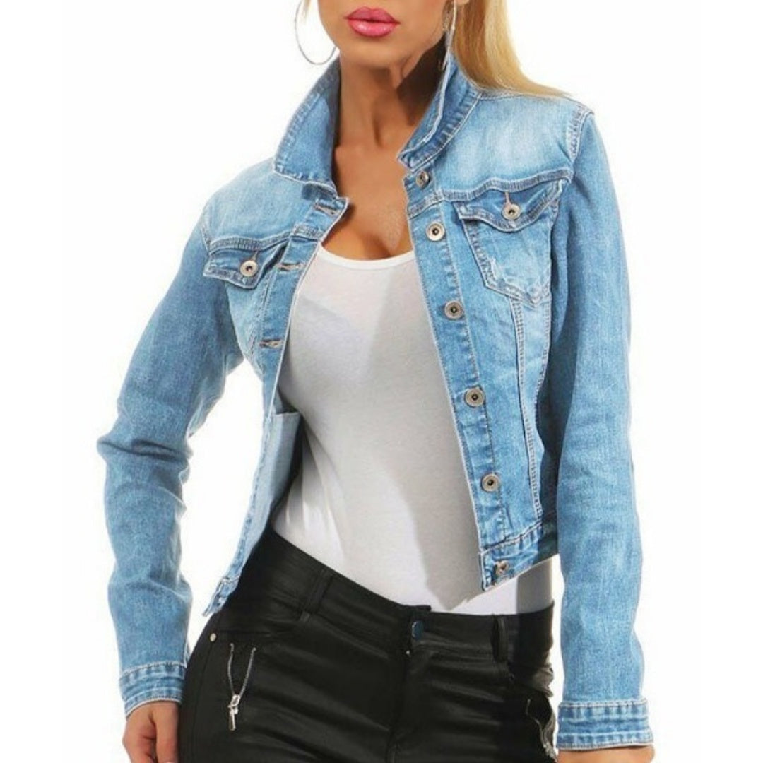 Women's Solid Color Slim-fit Jacket Denim Coat - Onouthati