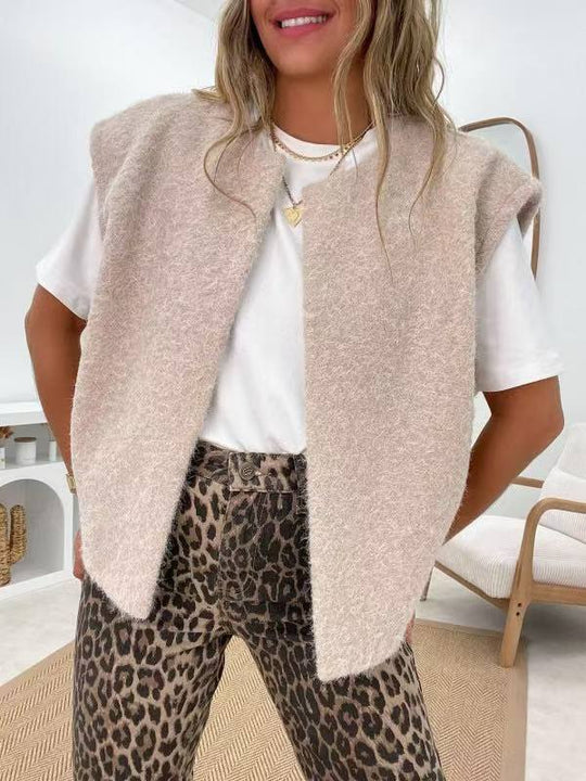 V-neck Double-sided Hand-stitched Wool Overcoat Vest - Onouthati