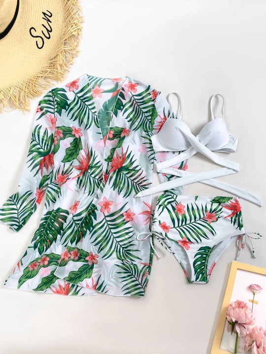 New Swimsuit European And American Three-Piece Bikini Cross-Border Exclusively For Mesh Split Swimsuit Women Bikini - Onouthati