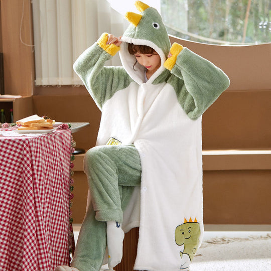 Sweet Fall Pajamas  Flannel Nightgown Women - Onouthati