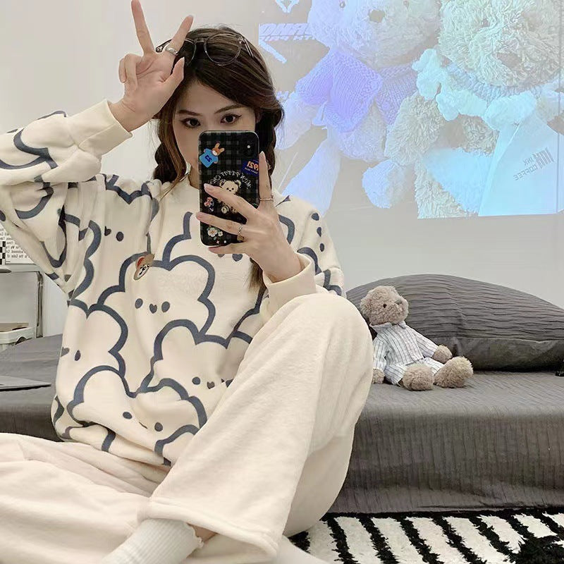 Foreign Flannel Pajamas Suit Women - Onouthati