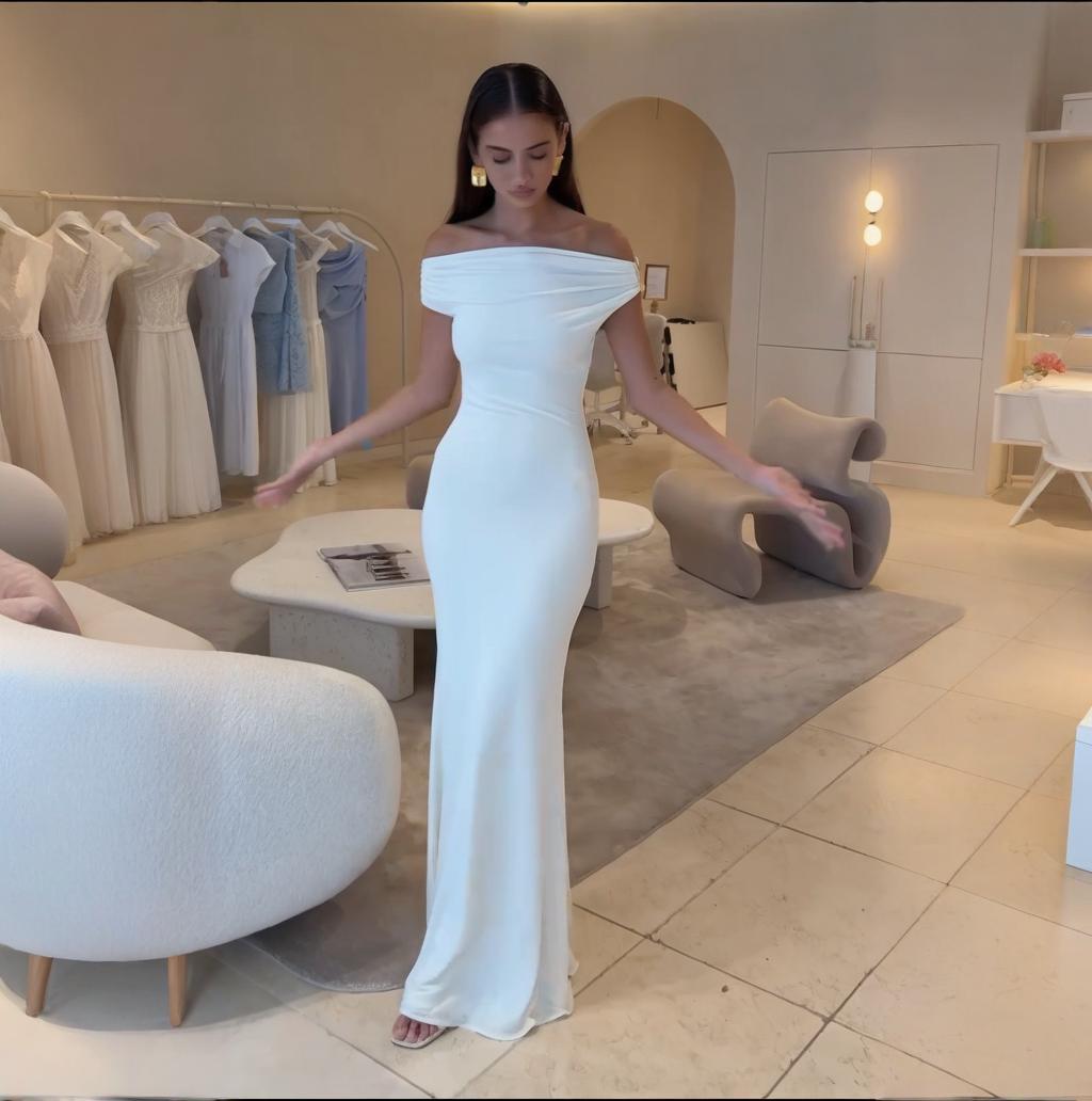 French Style Off-shoulder Shoulder-baring Sexy Temperament Waist-tight Dress Women - Onouthati