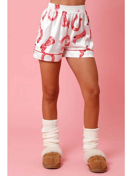 Satin Printed Two-piece Suit Pajamas For Women - Onouthati