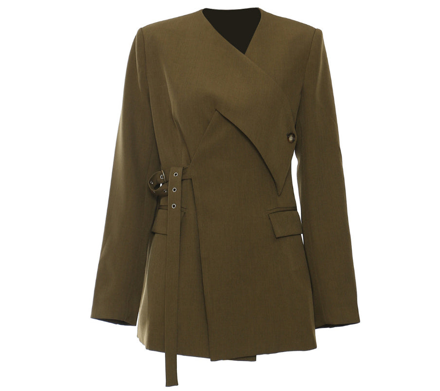 Irregular Cutting Heavy Industry Corns Waist-tight Suit Jacket - Onouthati