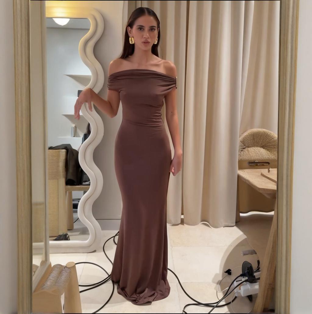 French Style Off-shoulder Shoulder-baring Sexy Temperament Waist-tight Dress Women - Onouthati