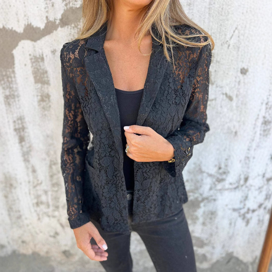 Women's Fashion Lace Shirt Suit - Onouthati