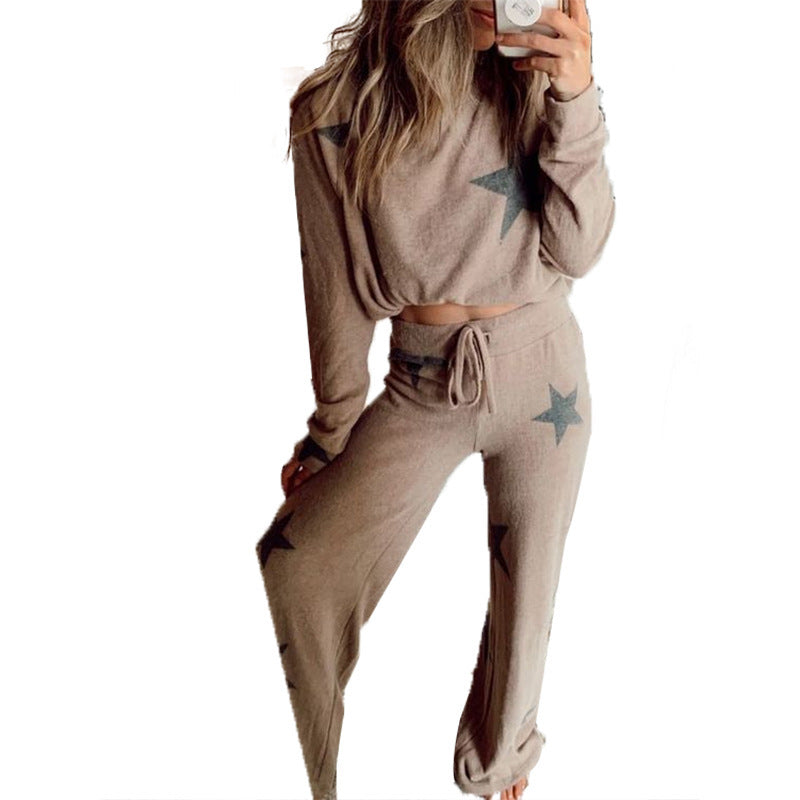 Women Printed Long-Sleeved Home Service Suit Pajamas - Onouthati