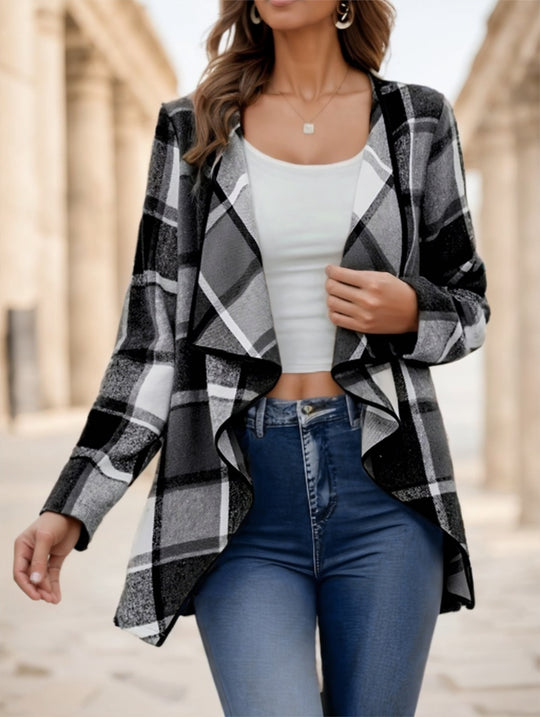 Women'S Plaid Trench Coat - Onouthati