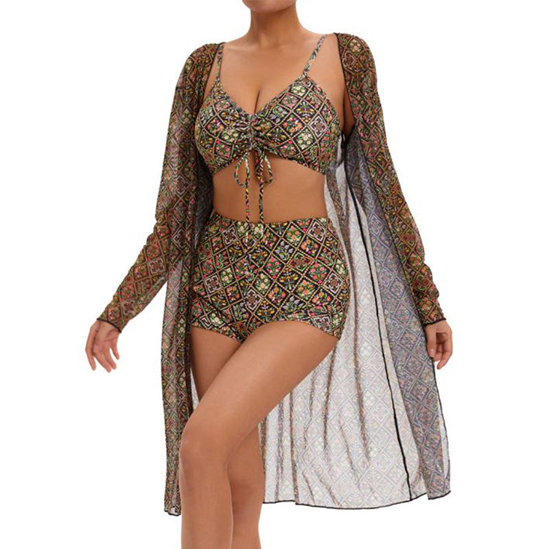 Digital Printing Pleated Tie Bikini For Women - Onouthati