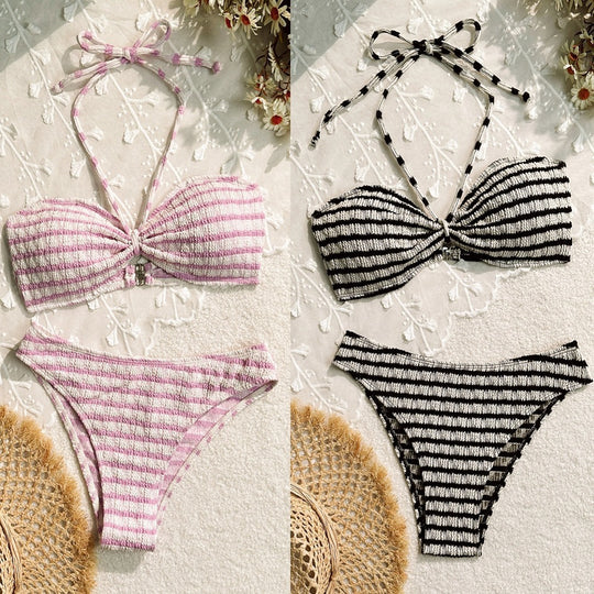 Bikini Split Striped Printed Swimsuit For Women - Onouthati