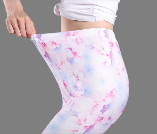 Spring And Summer Milk Silk Printed Leggings For Women - Onouthati