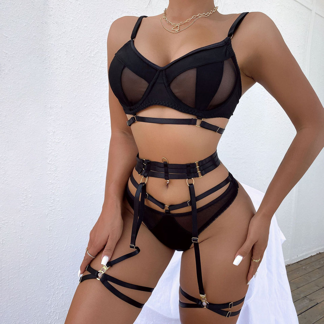 Push Up Hollow Mesh Four-piece Set For Women - Onouthati