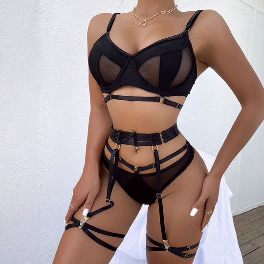 Push Up Hollow Mesh Four-piece Set For Women - Onouthati