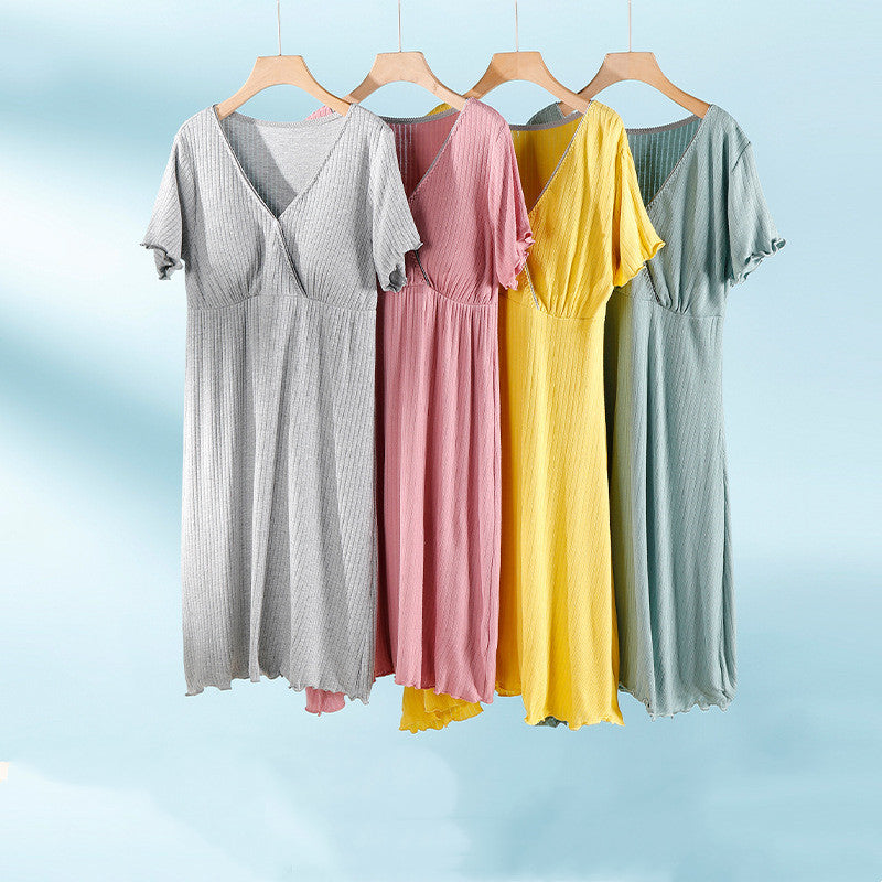 Breastfeeding Dress Thin Breastfeeding Modal Pajamas Pregnant Women - Onouthati