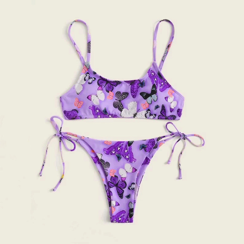 Summer Flowers Print Bikini Sexy Beach Swimming Suit Fashion Push Up Swimsuit Womens Clothing - Onouthati