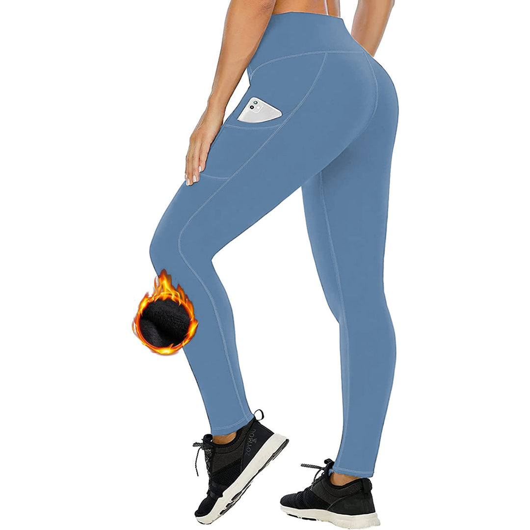 Women's Cropped High Waist Velvet Padded Thick Leggings Tight Sports Hip Raise Yoga Pants - Onouthati