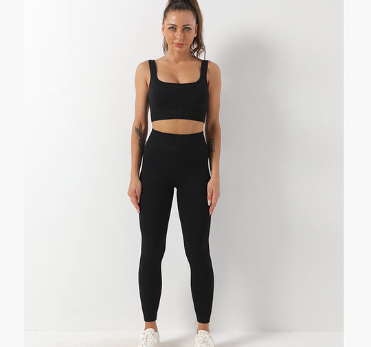 2pcs Thread Yoga Suit Seamless Bra And Butt Lifting High Waist Leggings Set For Women Sports Fitness Yoga Pants Sportswear Outfits Clothing - Onouthati