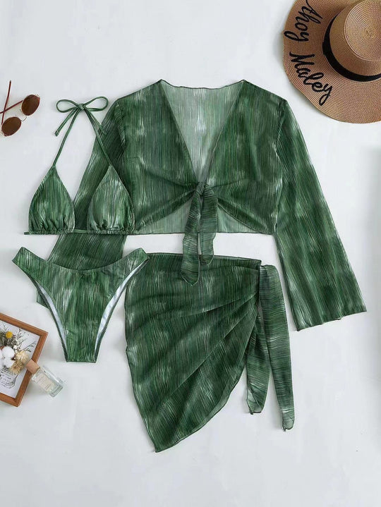 Swimsuit New 4 PCs Set Split Long Sleeve Bikini For Women - Onouthati