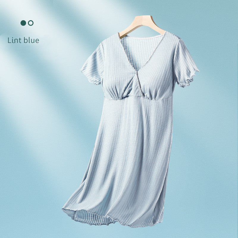 Breastfeeding Dress Thin Breastfeeding Modal Pajamas Pregnant Women - Onouthati