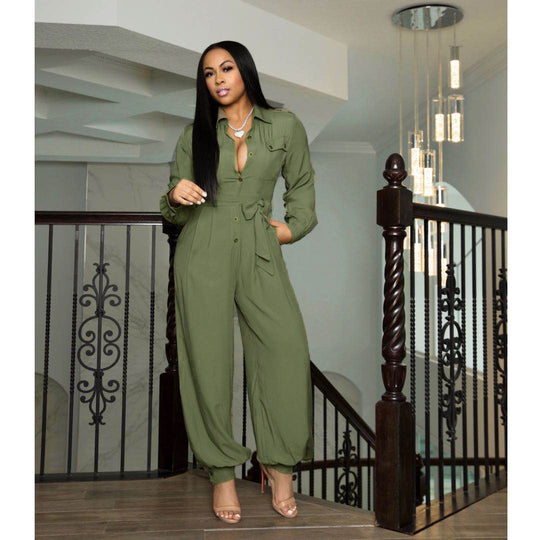 Solid Color Loose Jumpsuit Women - Onouthati