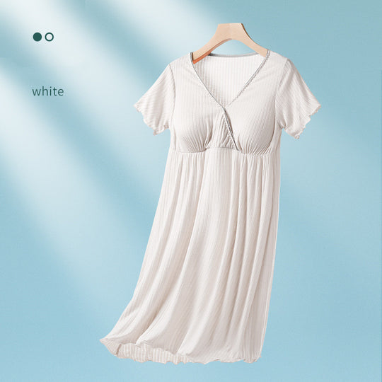 Breastfeeding Dress Thin Breastfeeding Modal Pajamas Pregnant Women - Onouthati