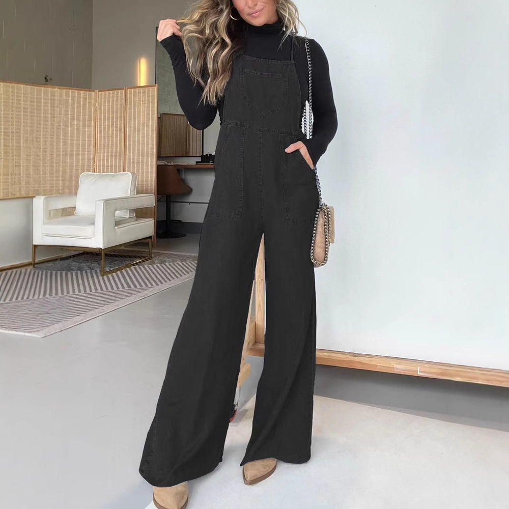 Fashion Denim Wide Leg Jumpsuit Women - Onouthati