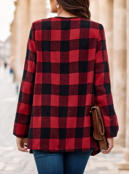 Women'S Plaid Trench Coat - Onouthati