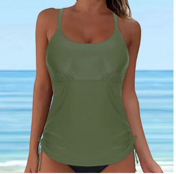 One-piece Swimsuit Round Neck Conservative Vest Swimming Top - Onouthati
