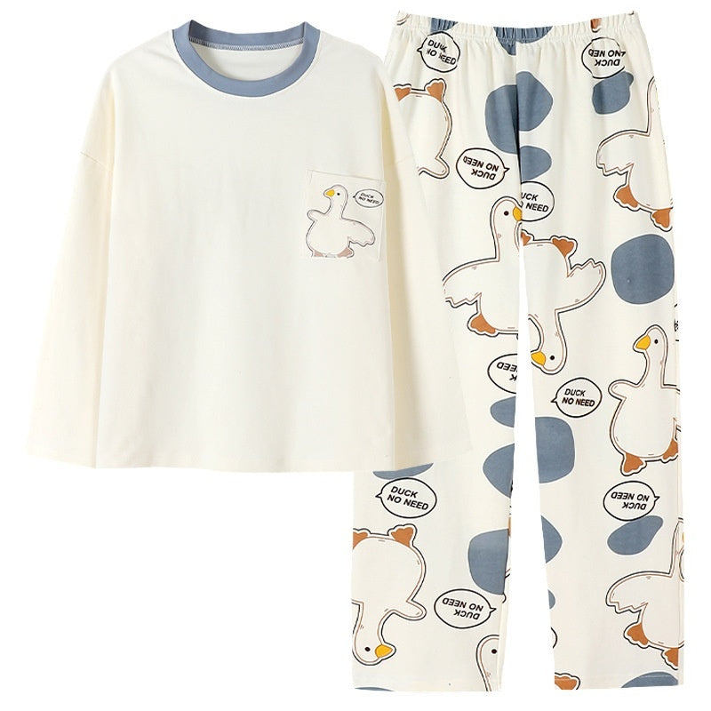 Cartoon Loose And Cute Long-sleeved Pajamas For Women Spring Autumn Set Casual Homewear Outerwear - Onouthati