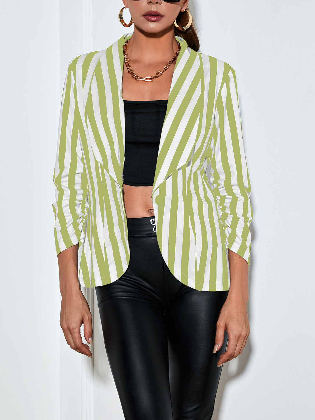 Cropped Pleated Sleeves Casual Small Suit Slim Fit Fashion - Onouthati