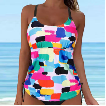 One-piece Swimsuit Round Neck Conservative Vest Swimming Top - Onouthati