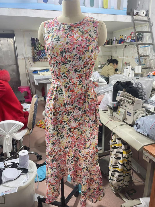 Fashion Printing Sleeveless Elegant Dress Women - Onouthati