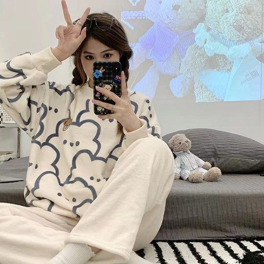 Foreign Flannel Pajamas Suit Women - Onouthati