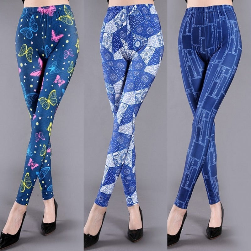 Spring And Summer Milk Silk Printed Leggings For Women - Onouthati