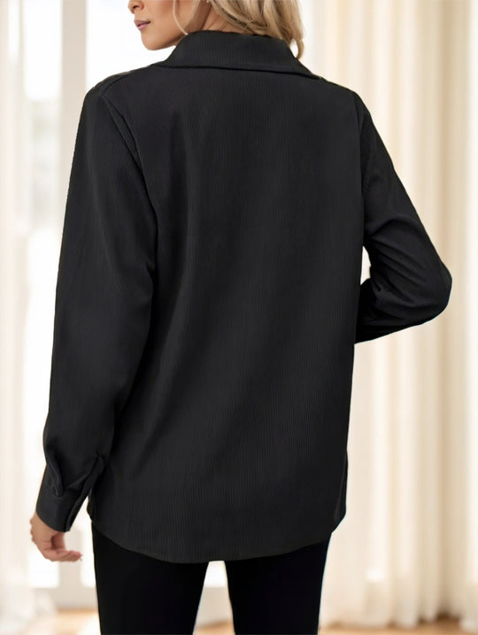 Button Front Flap Pockets Jacket - Onouthati