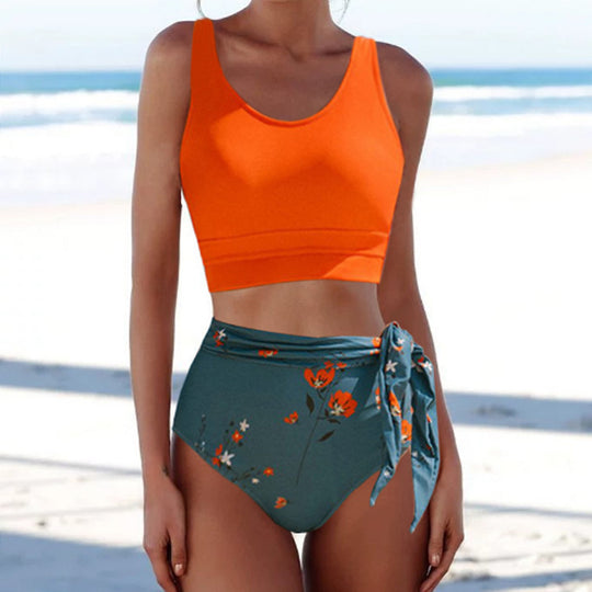 New Bikini Europe Cloth Printing Swimming Split Conservative Bikini Swimsuit For Women - Onouthati