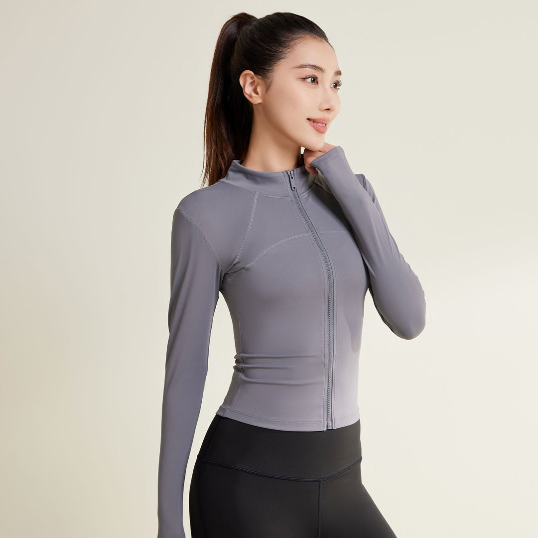 Patchwork Yoga Jacket Breathable And UV-resistant Workout Clothes - Onouthati