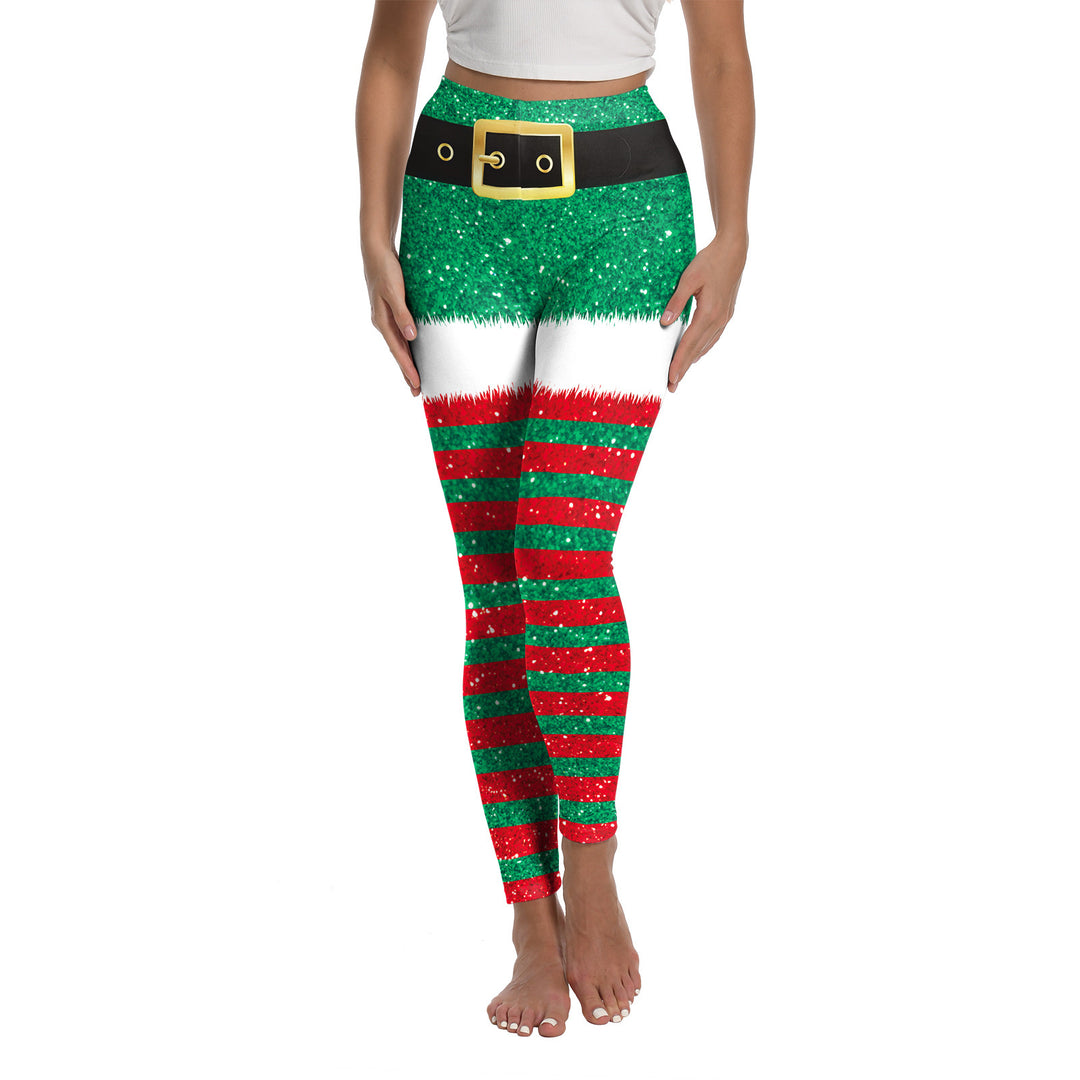 Christmas Printed Sports Yoga Elastic Leggings For Women - Onouthati