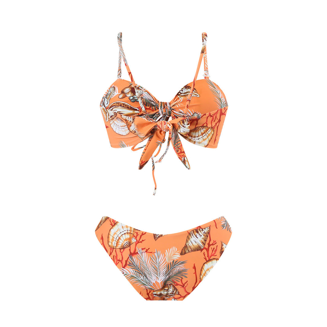 Printed Tube Top Bikini Three Piece Swimsuit Split Women - Onouthati