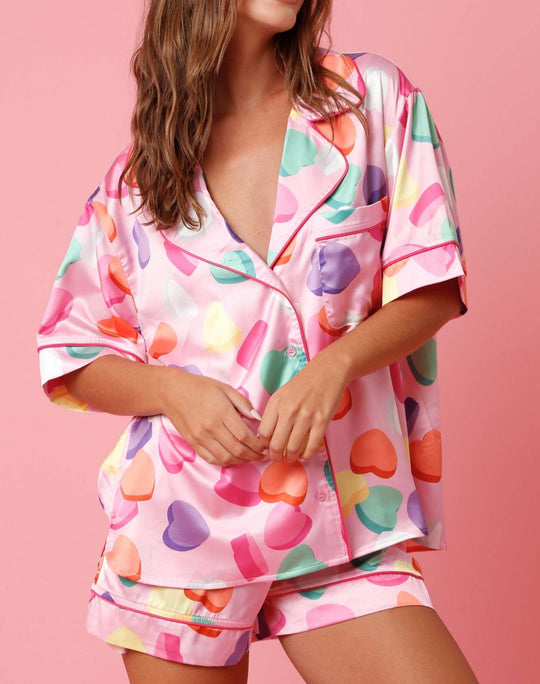 Satin Printed Two-piece Suit Pajamas For Women - Onouthati