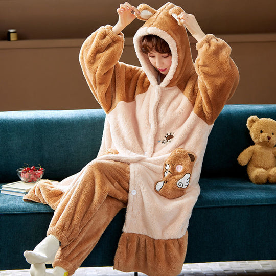 Sweet Fall Pajamas  Flannel Nightgown Women - Onouthati