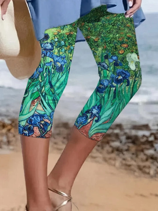 Women Can Wear Outside Casual Leggings Fifth Pants Oil Painting Graffiti Printed Plus Size Women's Clothing - Onouthati