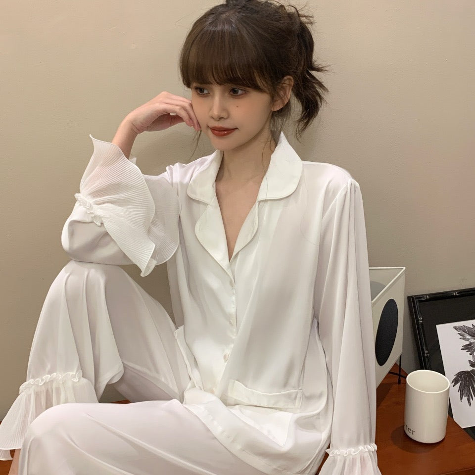 Fashion Ice Silk Pajamas Ruffled Women - Onouthati