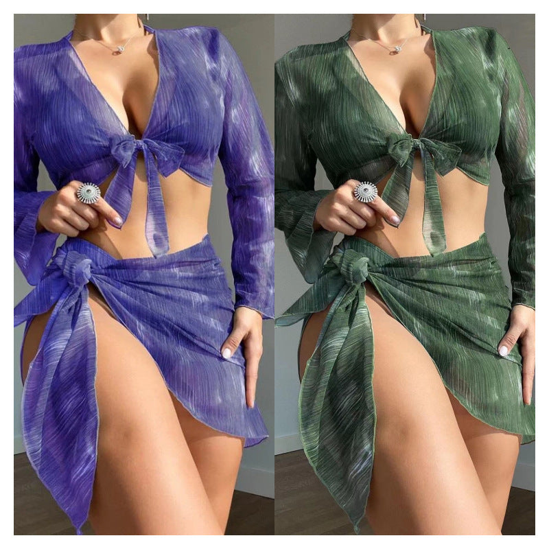 Swimsuit New 4 PCs Set Split Long Sleeve Bikini For Women - Onouthati