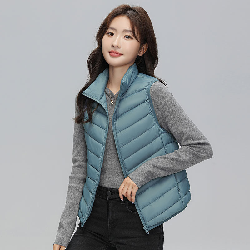 Stand Collar Outer Wear Slimming Plus Size Down Vest Vest - Onouthati