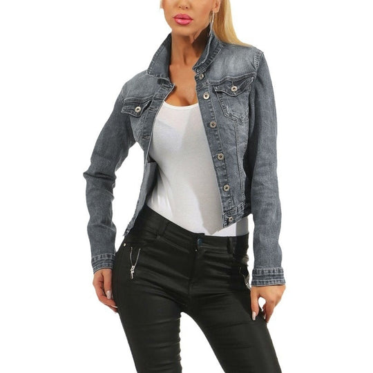 Women's Solid Color Slim-fit Jacket Denim Coat - Onouthati