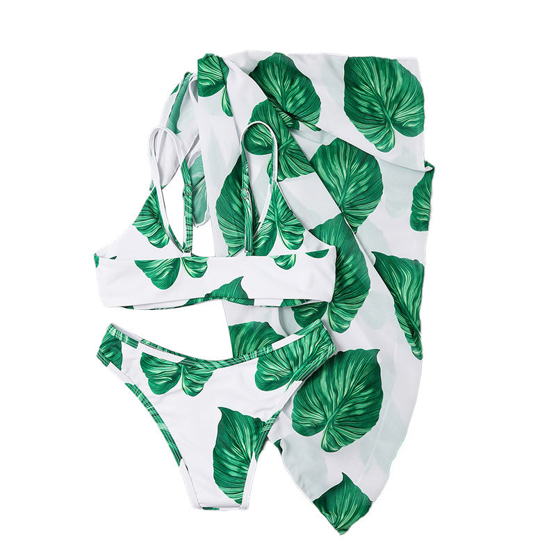 Bikini Printed Three-piece Set Swimsuit For Women - Onouthati