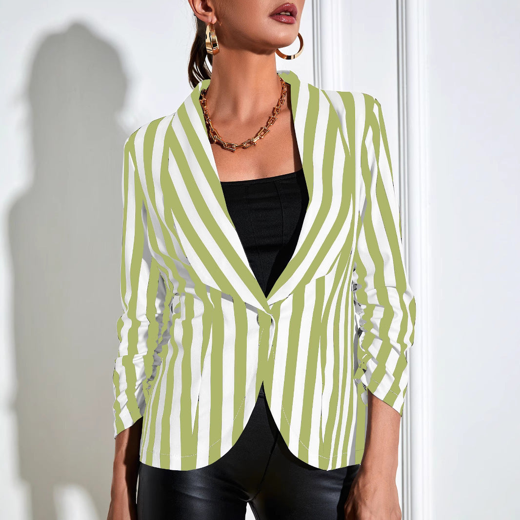 Cropped Pleated Sleeves Casual Small Suit Slim Fit Fashion - Onouthati