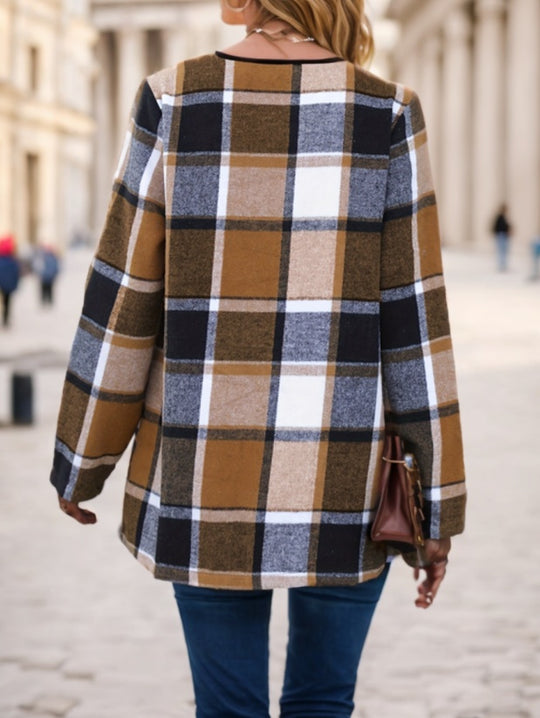 Women'S Plaid Trench Coat - Onouthati