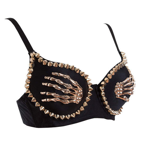 Women Nightclub Black Finger Bra - Onouthati